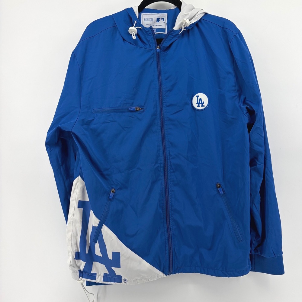 Baseballism LA Dodgers Full Zip Windbreaker Jacket Blue White Mens Large L MLB